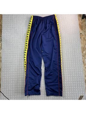 vintage kappa track pants navy yellow tape y2k m